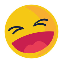 Isolated yellow emoticon laughing out loud lol Vector