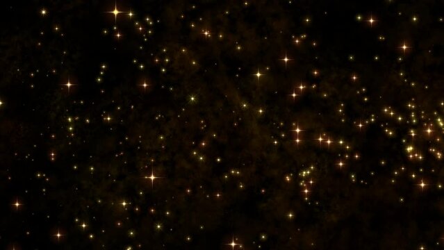 勢いよく駆け抜けるキラキラ星　ゴールド　ループ