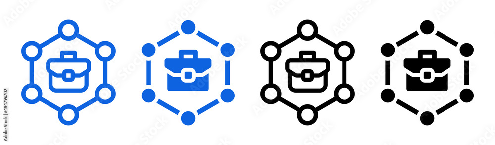Poster briefcase symbol collection. work icon set isolated on white background.