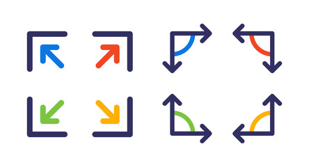 Corner icon set. Angle symbol vector illustration.