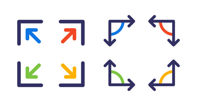 Corner icon set. Angle symbol vector illustration.