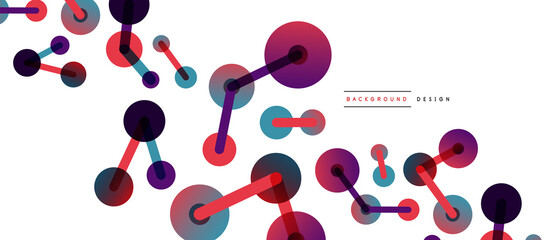 Abstract background. Round dots connected by lines. Trendy techno business template for wallpaper, banner, background or landing