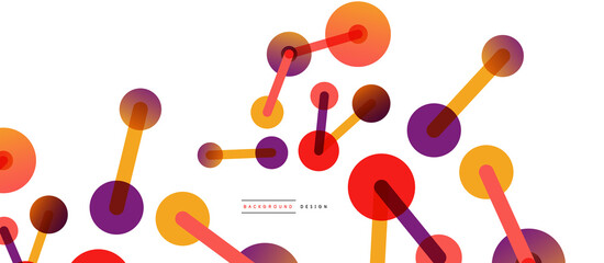 Line points connections geometric abstract background. Circles connected by lines. Trendy techno business template for wallpaper, banner, background or landing