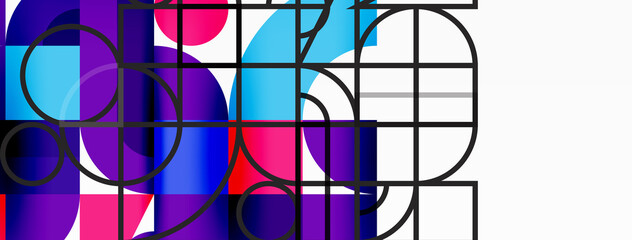 Minimal geometric abstract background. Circle square and triangle design. Trendy techno business template for wallpaper, banner, background or landing