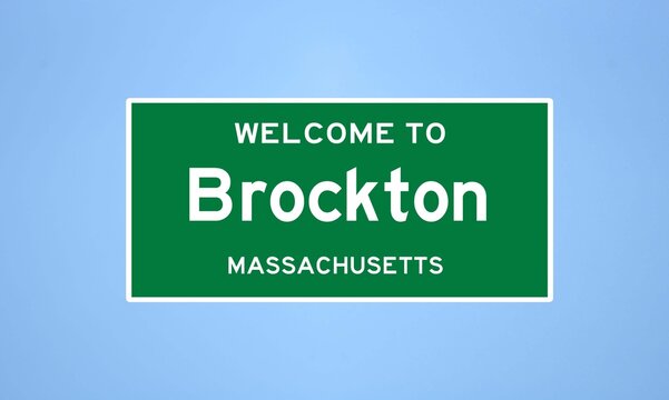 Brockton, Massachusetts city limit sign. Town sign from the USA.