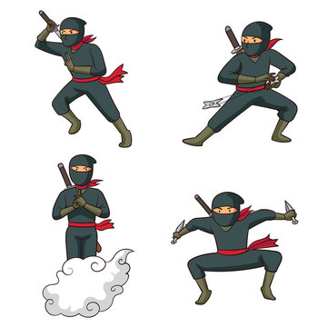 Vector of various ninja's movements