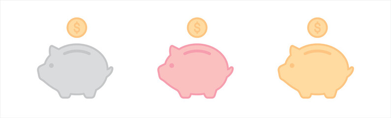 Piggy bank icon. Piggy bank saving money icon style. Baby pig sign symbol. vector illustration