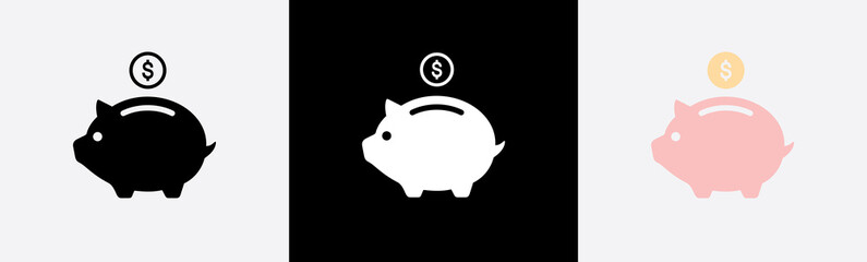 Piggy bank icon. Piggy bank saving money icon style. Baby pig sign symbol. vector illustration