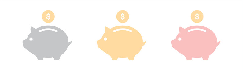Piggy bank icon. Piggy bank saving money icon style. Baby pig sign symbol. vector illustration