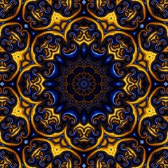 Blue Gold Abstract Art 201