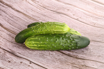 Fersh juicy green cucumbers heap