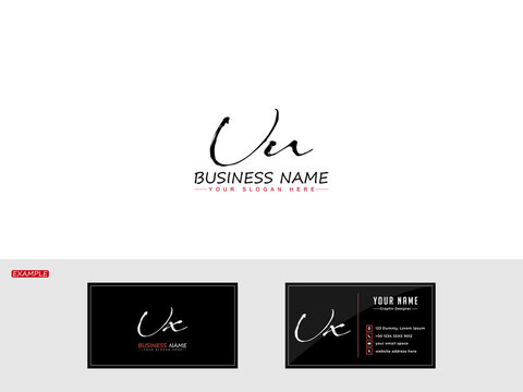 Signature UU Logo, signature Uu uu Letter Brush Logo Icon Vector stock for garden flower floral herbal botanical and cosmetics business with Business Card