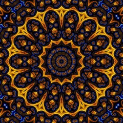 Blue Gold Abstract Art 19