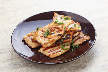 Grilled squid with unagi sauce