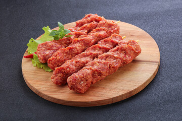 Raw beef kebab minced meat