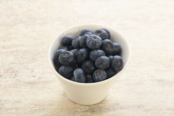 Sweet ripe blueberry heap in the bowl
