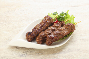 Beef kebab skewer minced meat