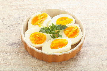 Boiled chicken egg for breakfast