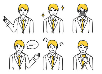 Fototapeta premium スーツの男性会社員アイコンセットイラスト1