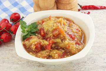 Caucasian Mangal salad with baked vegetables
