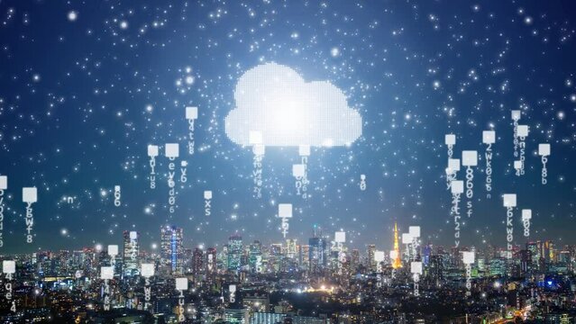 都市風景　クラウド　テクノロジー