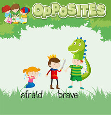 Opposite words for afraid and brave