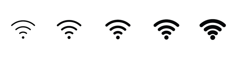 Vector wi-fi signal black wireless icons set