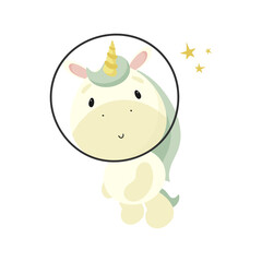 Fototapeta premium Magic Unicorn in the space. Cartoon style. Vector illustration. For kids stuff, card, posters, banners, children books, printing on the pack, printing on clothes, fabric, wallpaper, textile or dishes.