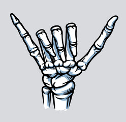 skeleton chill hand sign illustration