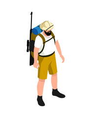 Isometric Safari Hunter Composition
