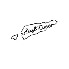 East Timor outline map with the handwritten country name. Continuous line drawing of patriotic home sign. A love for a small homeland. T-shirt print idea. Vector illustration.