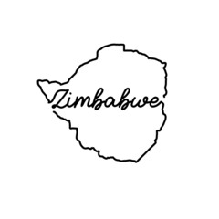 Zimbabwe outline map with the handwritten country name. Continuous line drawing of patriotic home sign. A love for a small homeland. T-shirt print idea. Vector illustration.