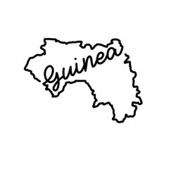 Guinea outline map with the handwritten country name. Continuous line drawing of patriotic home sign. A love for a small homeland. T-shirt print idea. Vector illustration.