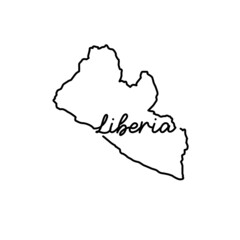 Liberia outline map with the handwritten country name. Continuous line drawing of patriotic home sign. A love for a small homeland. T-shirt print idea. Vector illustration.