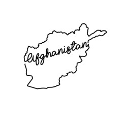 Afghanistan outline map with the handwritten country name. Continuous line drawing of patriotic home sign. A love for a small homeland. T-shirt print idea. Vector illustration.