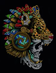 Foto op Plexiglas jaguar aztec warrior mexico © cat poe