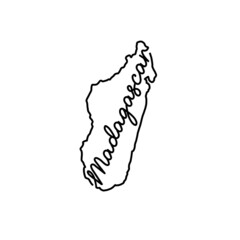 Madagascar outline map with the handwritten country name. Continuous line drawing of patriotic home sign. A love for a small homeland. T-shirt print idea. Vector illustration.