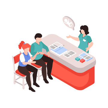 couple doctor visit isometric scene clip art preview