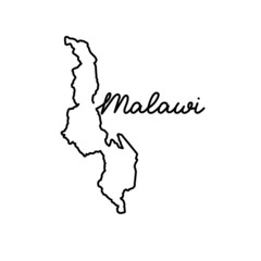 Malawi outline map with the handwritten country name. Continuous line drawing of patriotic home sign. A love for a small homeland. T-shirt print idea. Vector illustration.