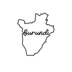Burundi outline map with the handwritten country name. Continuous line drawing of patriotic home sign. A love for a small homeland. T-shirt print idea. Vector illustration.