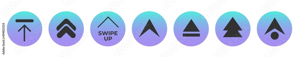 Poster template swipe up buttons colorful gradient. web buttons, elements