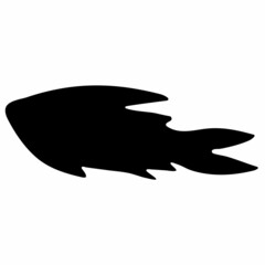 Fish Black Silhouette Illustration Isolated on White Background.
