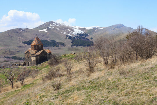 The buildings of the ancient monastery of Sevanavank near Lake Sevan in Armenia 