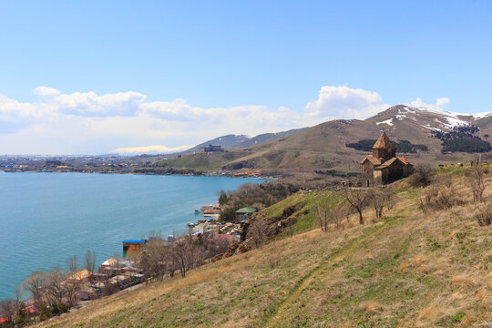 The buildings of the ancient monastery of Sevanavank near Lake Sevan in Armenia 