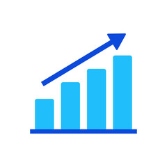 Growth chart icon vector graphic illustration in blue