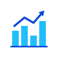 Growth data report icon vector graphic illustration in blue