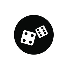 Dice icon flat illustration vector circle black color.Casino icon.Two dice