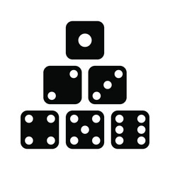 Six Dices flat illustration vector black color editable.Dices icon. Casino icon.