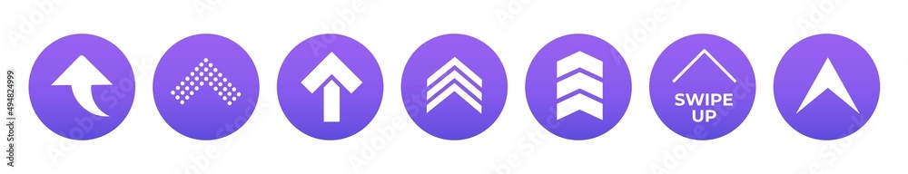 Poster template swipe up buttons colorful gradient. web buttons, app