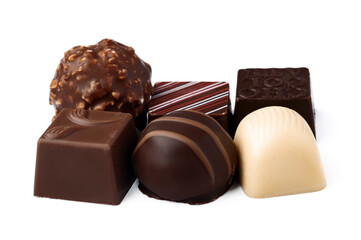 Chocolate candies sweets isolated on a white background